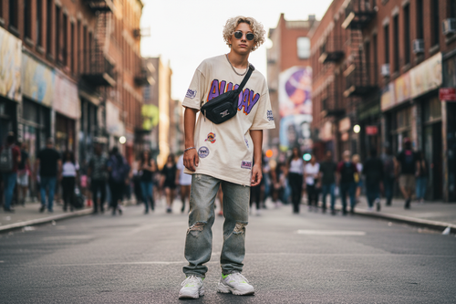 Trendy teen wearing Allday custom tee